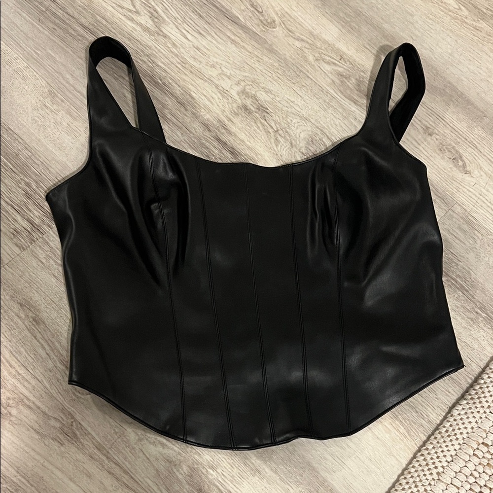 Abercrombie & Fitch Black Leather Crop Top